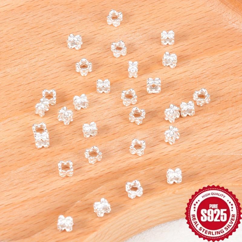 10pcs S925 Sterling Silver Clover Flower Spacer Beads DIY Jewelry Kit