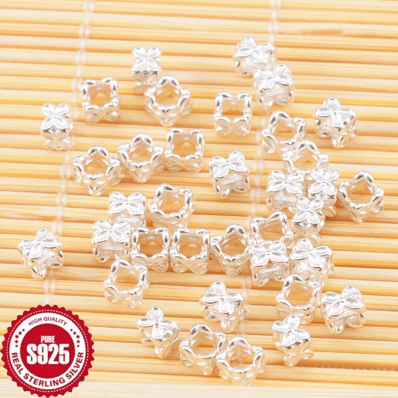 10pcs S925 Sterling Silver Clover Flower Spacer Beads DIY Jewelry Kit