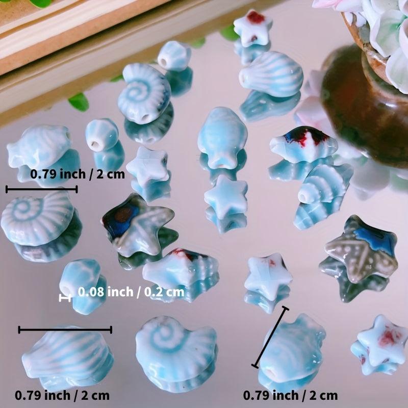 30pcs Ocean Mixed Ceramic Beads Set for Jewelry Making DIY