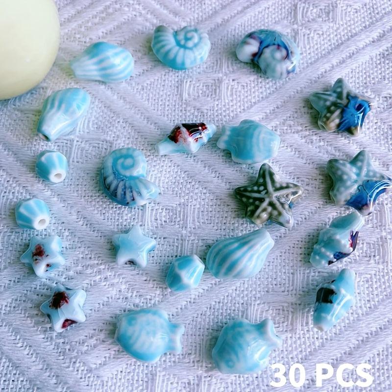 30pcs Ocean Mixed Ceramic Beads Set for Jewelry Making DIY