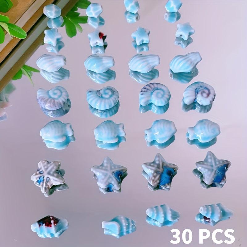 30pcs Ocean Mixed Ceramic Beads Set for Jewelry Making DIY
