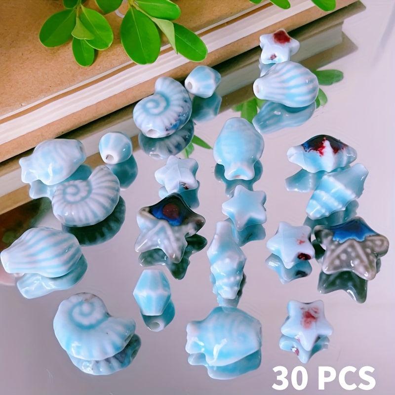 30pcs Ocean Mixed Ceramic Beads Set for Jewelry Making DIY