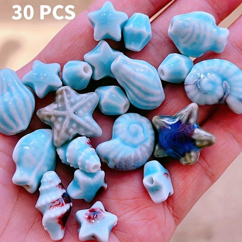 30pcs Ocean Mixed Ceramic Beads Set for Jewelry Making DIY