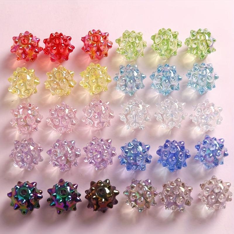 10pcs Mixed Iridescent Sea Urchin Beads for DIY Jewelry Making
