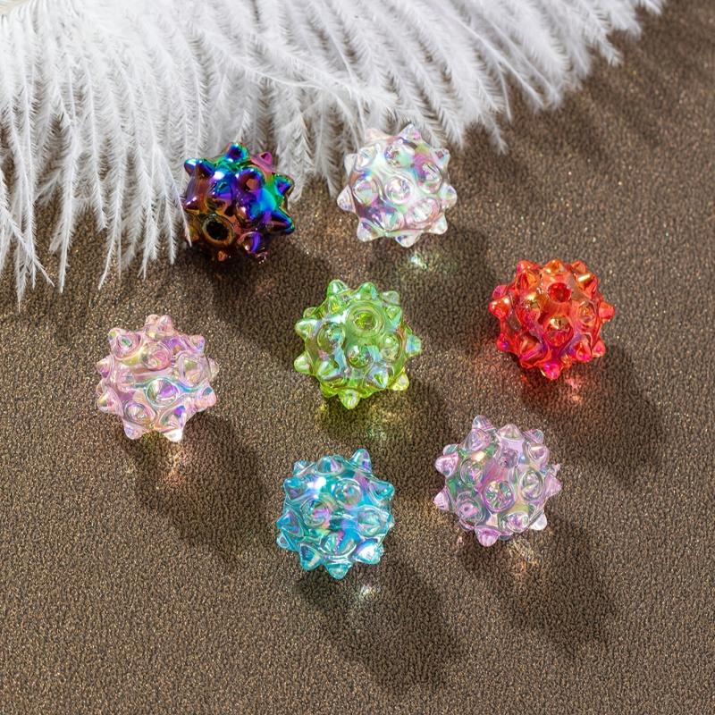 10pcs Mixed Iridescent Sea Urchin Beads for DIY Jewelry Making