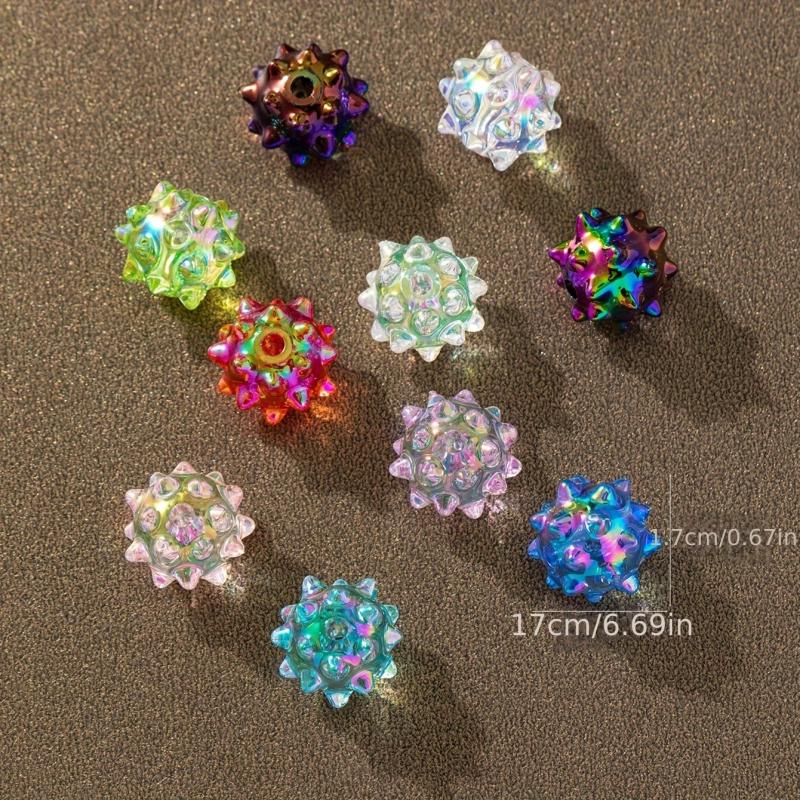 10pcs Mixed Iridescent Sea Urchin Beads for DIY Jewelry Making