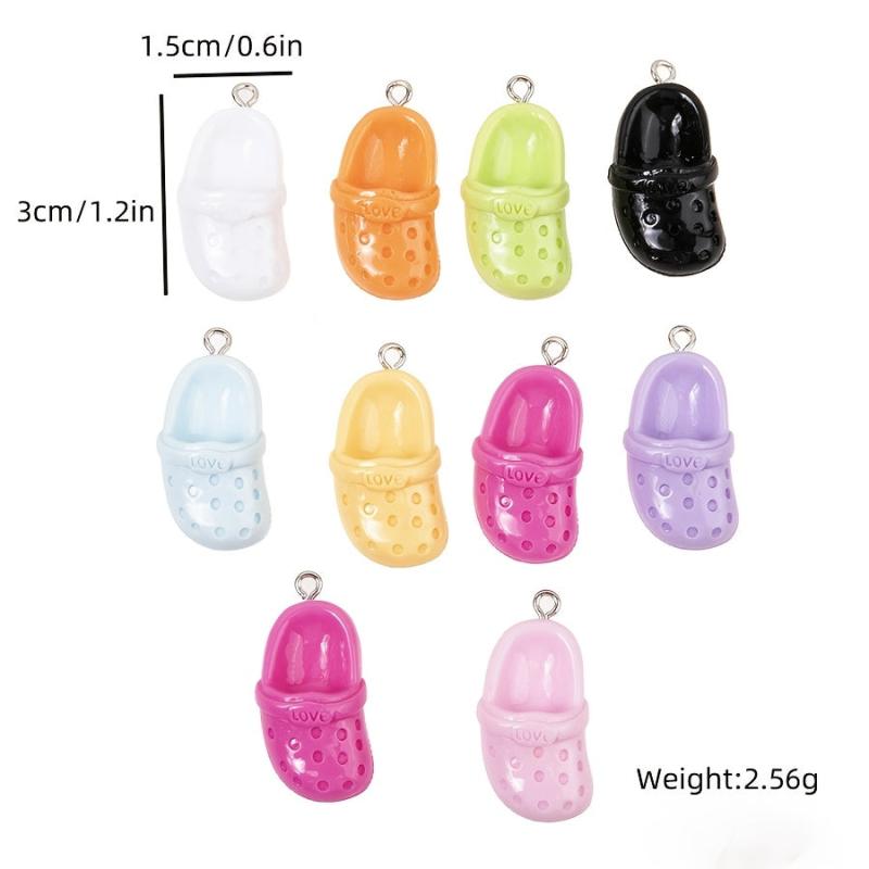 10pcs Mini 3D Clog Charms Resin Pendants for DIY Jewelry Keychains & Crafts