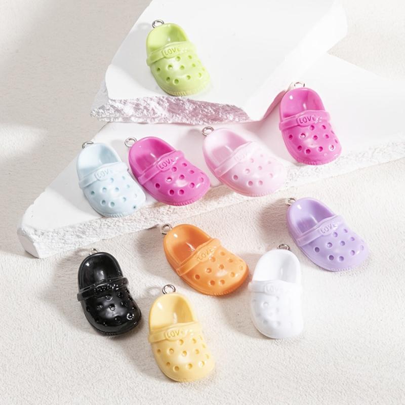 10pcs Mini 3D Clog Charms Resin Pendants for DIY Jewelry Keychains & Crafts