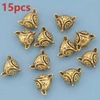 30pcs Retro Fox Head Spacer Beads with Embossed Horizontal Holes