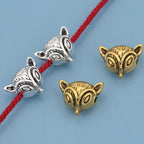 30pcs Retro Fox Head Spacer Beads with Embossed Horizontal Holes