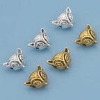 30pcs Retro Fox Head Spacer Beads with Embossed Horizontal Holes