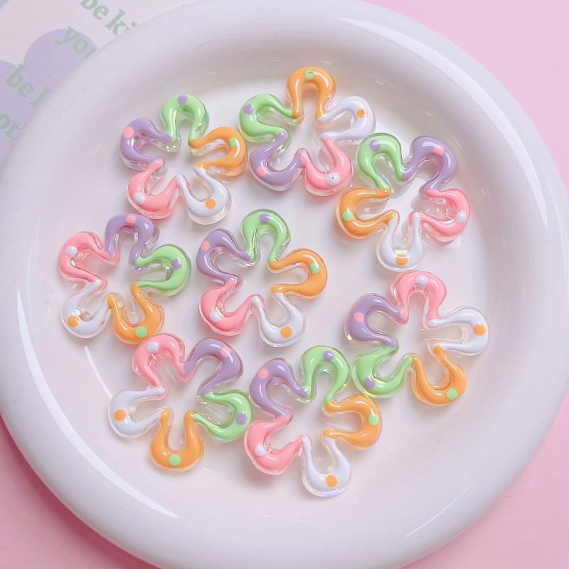10pcs Hand Painted Large Flower Acrylic Beads DIY Jewelry Making Kit