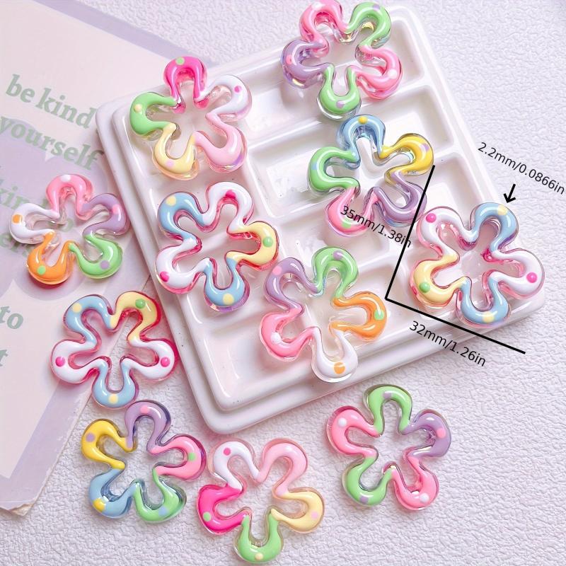 10pcs Hand Painted Large Flower Acrylic Beads DIY Jewelry Making Kit