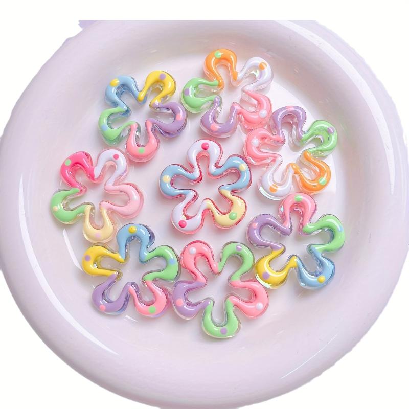 10pcs Hand Painted Large Flower Acrylic Beads DIY Jewelry Making Kit