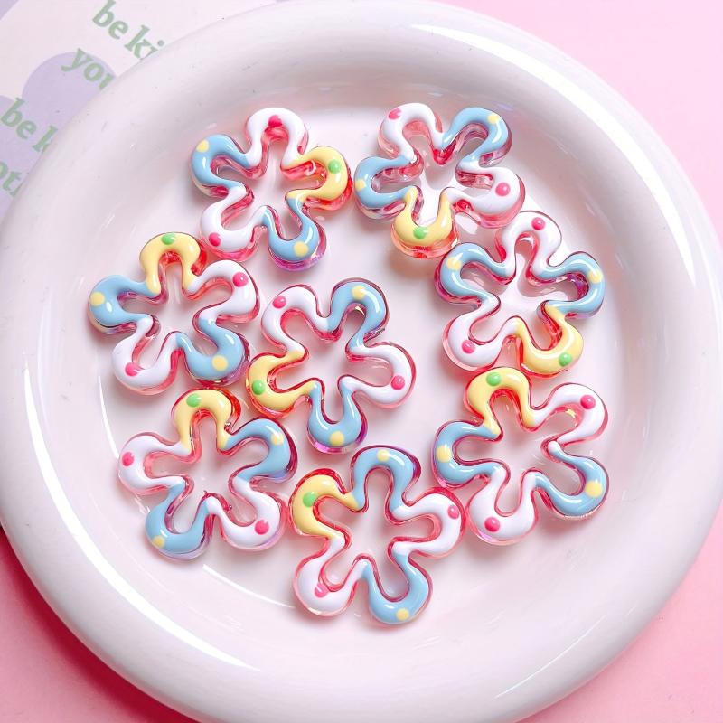 10pcs Hand Painted Large Flower Acrylic Beads DIY Jewelry Making Kit