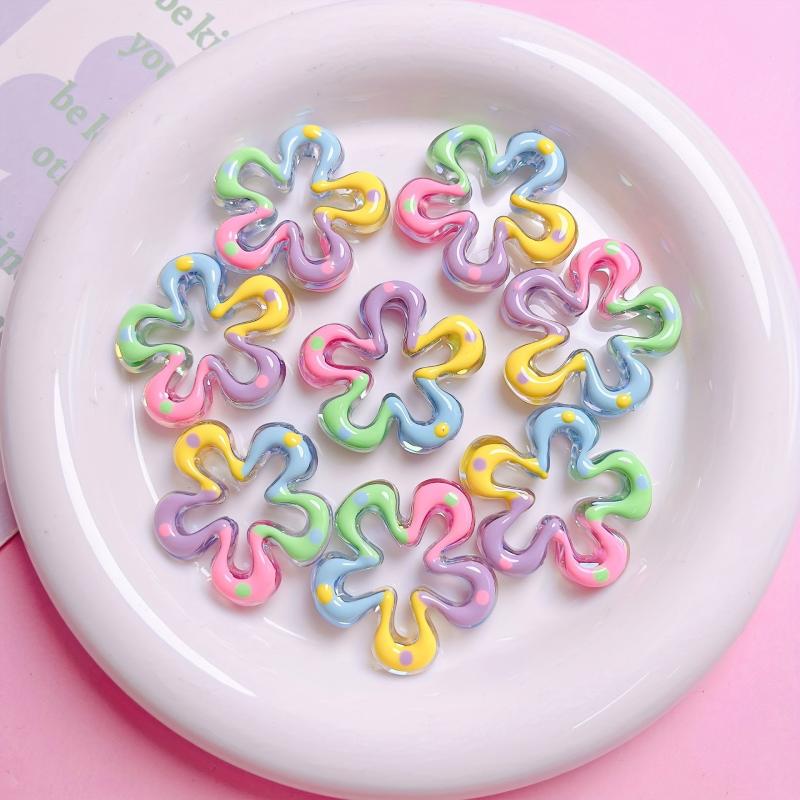 10pcs Hand Painted Large Flower Acrylic Beads DIY Jewelry Making Kit