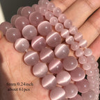 Light Pink Cat's Eye Round Loose Beads 4-10mm for DIY Jewelry Making