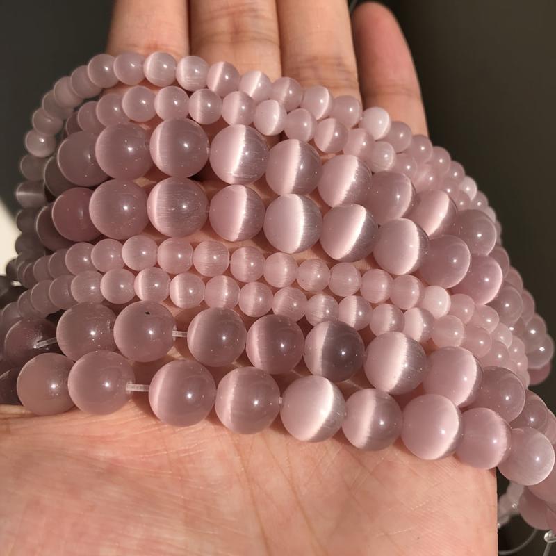 Light Pink Cat's Eye Round Loose Beads 4-10mm for DIY Jewelry Making