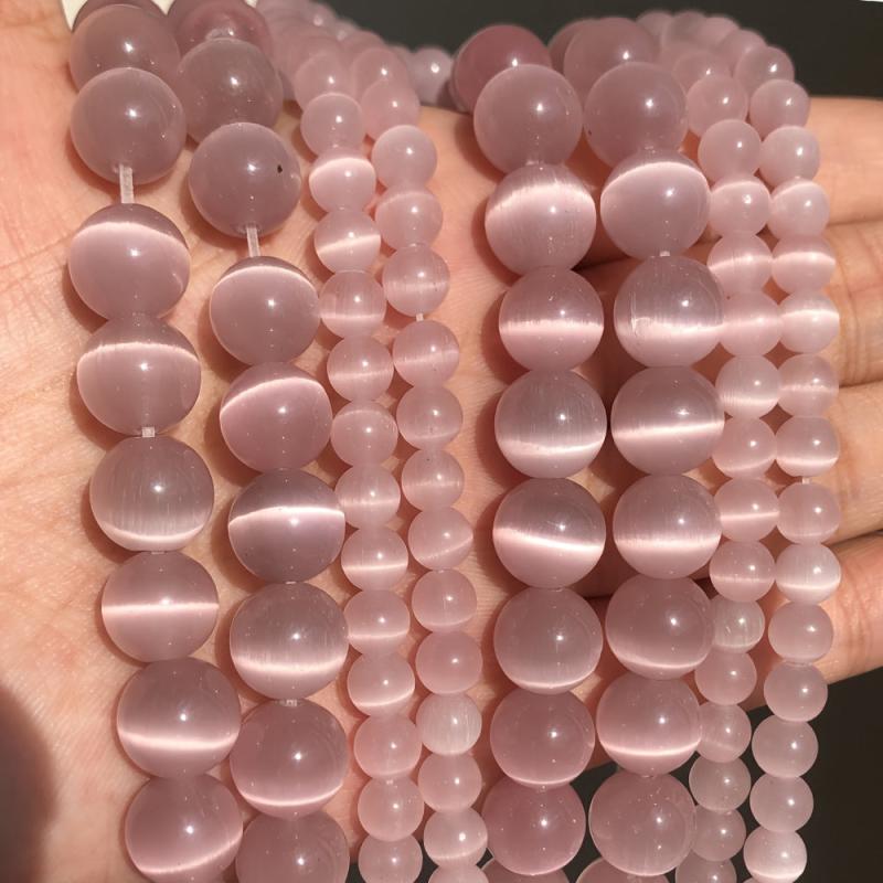 Light Pink Cat's Eye Round Loose Beads 4-10mm for DIY Jewelry Making
