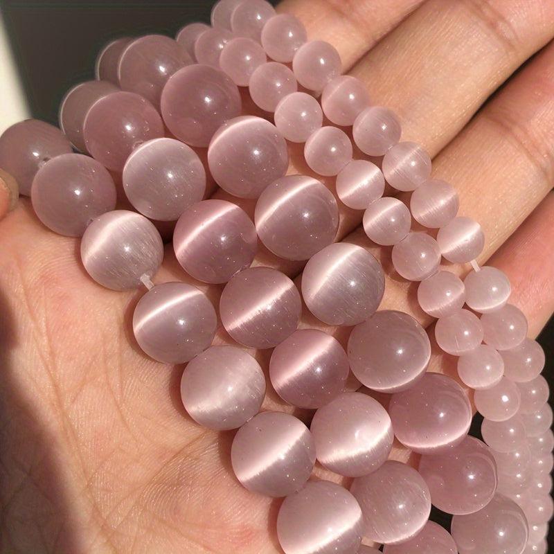 Light Pink Cat's Eye Round Loose Beads 4-10mm for DIY Jewelry Making