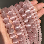 Light Pink Cat's Eye Round Loose Beads 4-10mm for DIY Jewelry Making