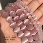 Light Pink Cat's Eye Round Loose Beads 4-10mm for DIY Jewelry Making