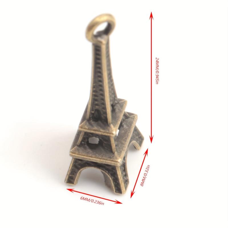 50 Eiffel Tower Pendant Charms in Antique Bronze for Keychain Jewelry Making