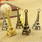 50 Eiffel Tower Pendant Charms in Antique Bronze for Keychain Jewelry Making