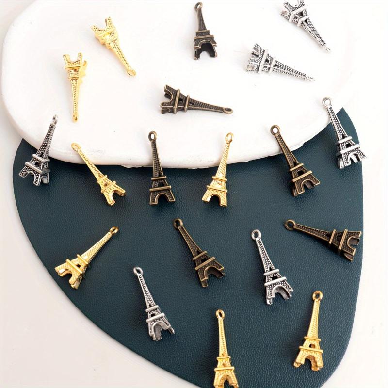 50 Eiffel Tower Pendant Charms in Antique Bronze for Keychain Jewelry Making