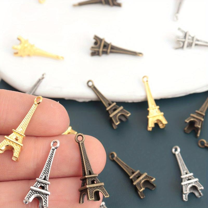 50 Eiffel Tower Pendant Charms in Antique Bronze for Keychain Jewelry Making