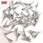 50 Eiffel Tower Pendant Charms in Antique Bronze for Keychain Jewelry Making