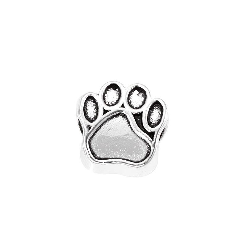 12pcs Paw Beads Charm Antique Silvery Large Hole Beads for DIY Jewelry Making