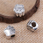 12pcs Paw Beads Charm Antique Silvery Large Hole Beads for DIY Jewelry Making