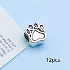12pcs Paw Beads Charm Antique Silvery Large Hole Beads for DIY Jewelry Making