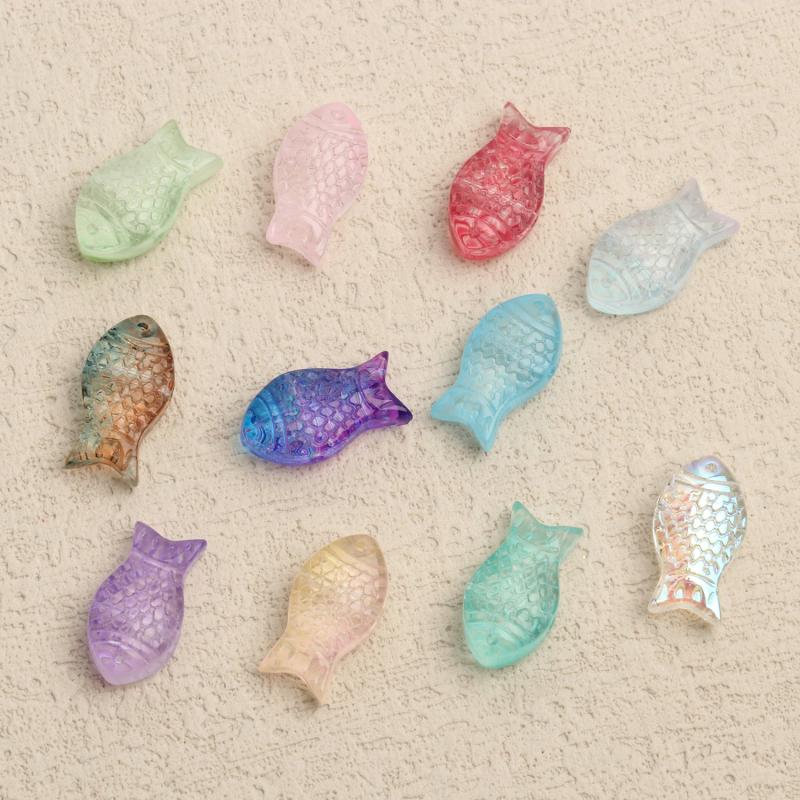 Colorful Lampwork Glass Fish Beads for DIY Jewelry Making