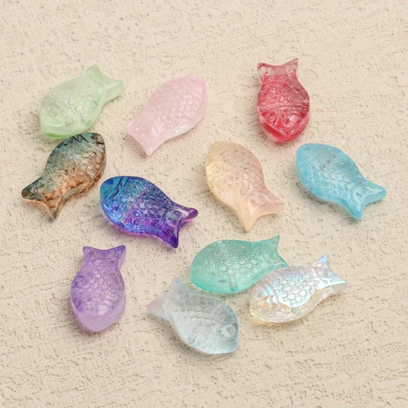 Colorful Lampwork Glass Fish Beads for DIY Jewelry Making