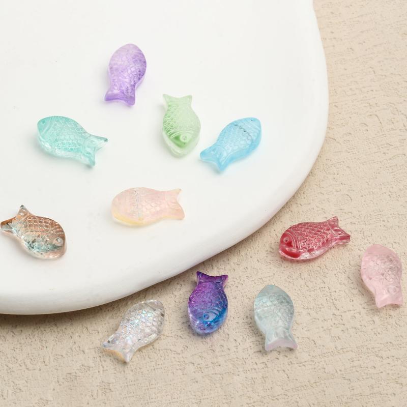 Colorful Lampwork Glass Fish Beads for DIY Jewelry Making