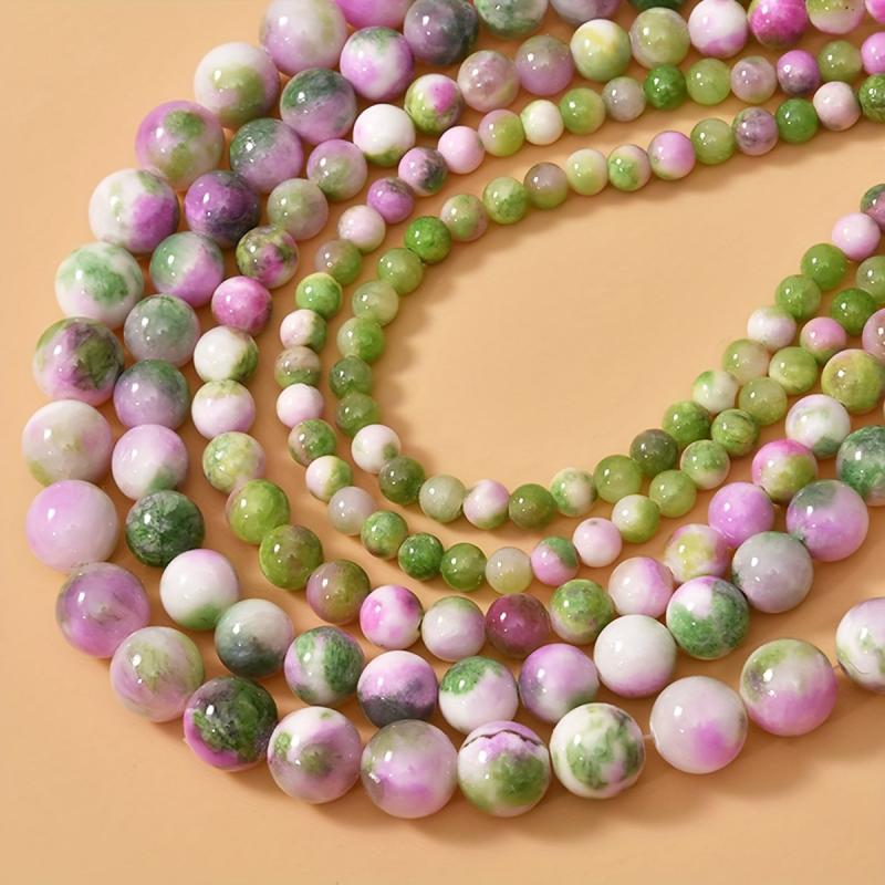Pink & Green Stone Beads 6 8 10mm DIY Jewelry Making Round Beads
