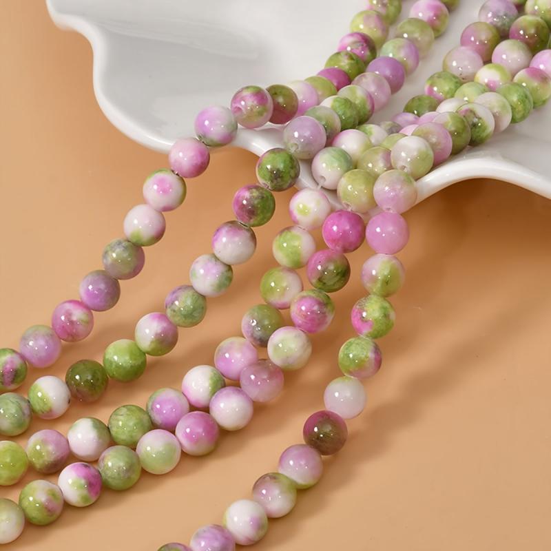 Pink & Green Stone Beads 6 8 10mm DIY Jewelry Making Round Beads