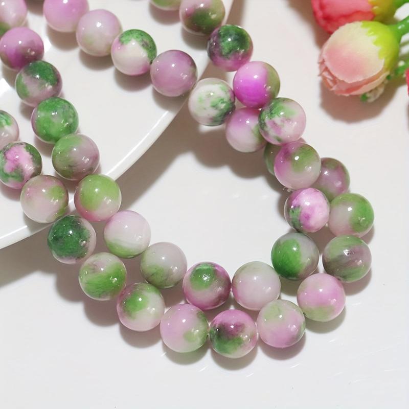 Pink & Green Stone Beads 6 8 10mm DIY Jewelry Making Round Beads