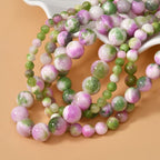 Pink & Green Stone Beads 6 8 10mm DIY Jewelry Making Round Beads