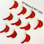 10pcs Red Bird Enamel Ornaments for Jewelry Making