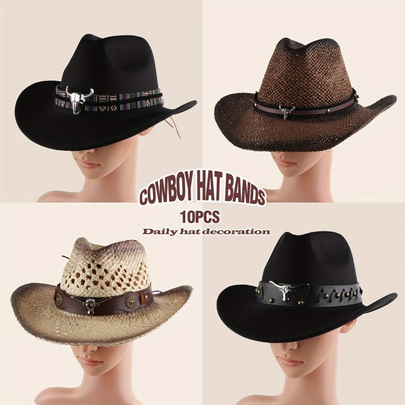 10pcs European Cowboy Hat Retro Style with Beaded Decorative Belt