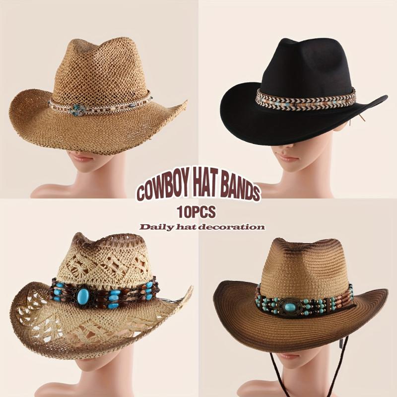 10pcs European Cowboy Hat Retro Style with Beaded Decorative Belt
