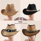 10pcs European Cowboy Hat Retro Style with Beaded Decorative Belt