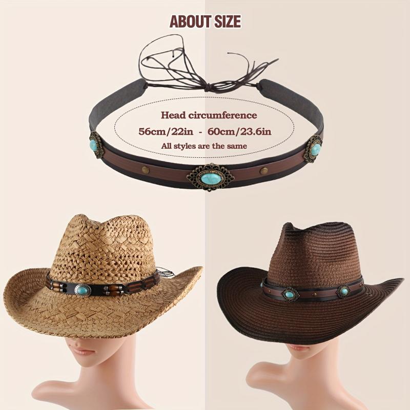 10pcs European Cowboy Hat Retro Style with Beaded Decorative Belt