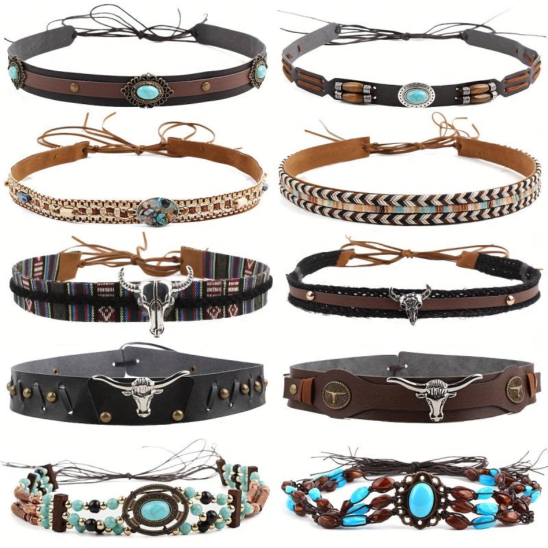 10pcs European Cowboy Hat Retro Style with Beaded Decorative Belt