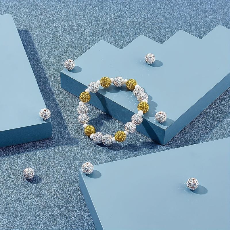 Polymer Clay Round Beads with Rhinestones 6-12mm AA