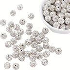 Polymer Clay Round Beads with Rhinestones 6-12mm AA