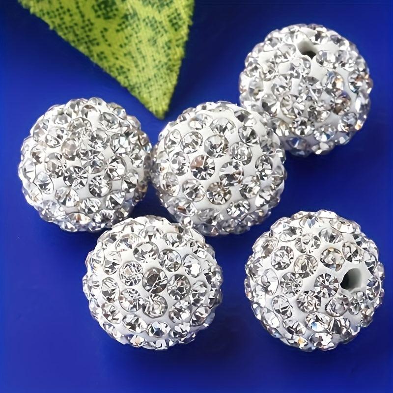 Polymer Clay Round Beads with Rhinestones 6-12mm AA